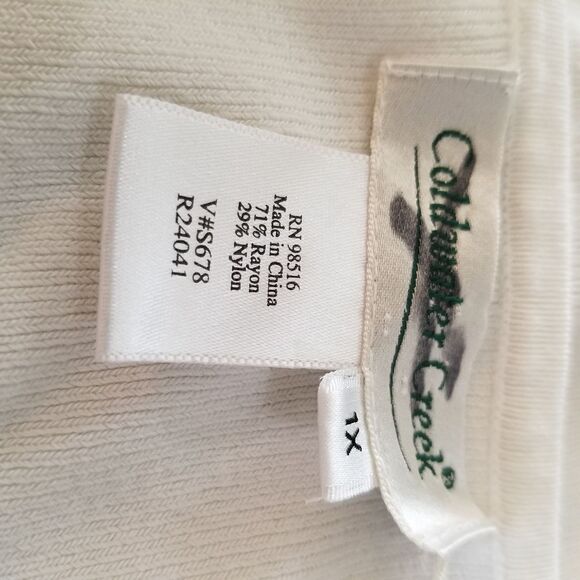 Coldwater Creek Short Sleeve‎ Ribbed White Blouse - Picture 8 of 8